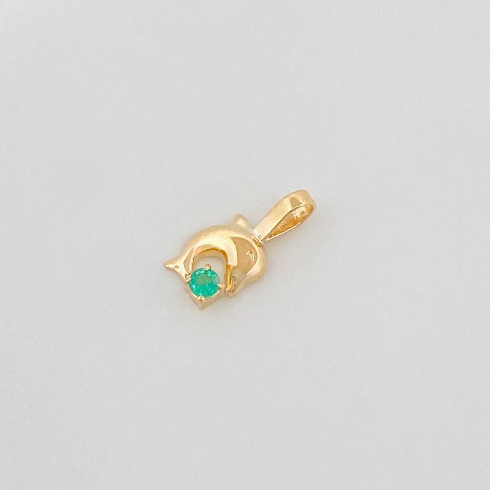 Dije Delfin Esmeralda 0.3Pts 0.2 g / 1 cm Oro Amarillo 18K