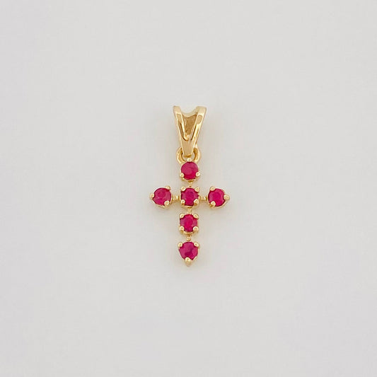 Dije Cruz Rubies 18Pts 0.35 g / 1.3 cm Oro Amarillo 18K
