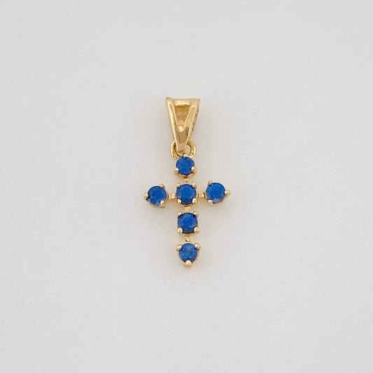 Dije Cruz Zafiro 18Pts 0.4 g / 1.03 cm Oro Amarillo 18K