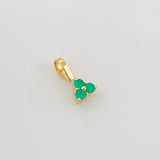 Dije Trebol Esmeraldas 0.8Pts 0.3 g / 1 cm Oro Amarillo 18K