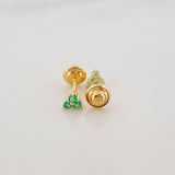 Topos Trebol Esmeraldas 0.15Pts 0.85 g / 1.8 mm Oro Amarillo 18K