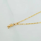 Set Cadena Flor Espejo + Dije Oso / 1,05gr / 45 cm Oro Amarillo 18K