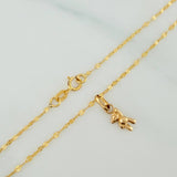 Set Cadena Flor Espejo + Dije Oso / 1,05gr / 45 cm Oro Amarillo 18K