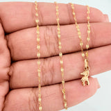 Set Cadena Flor Espejo + Dije Oso / 1,05gr / 45 cm Oro Amarillo 18K