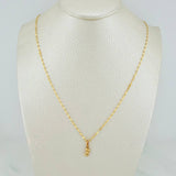 Set Cadena Flor Espejo + Dije Oso / 1,05gr / 45 cm Oro Amarillo 18K