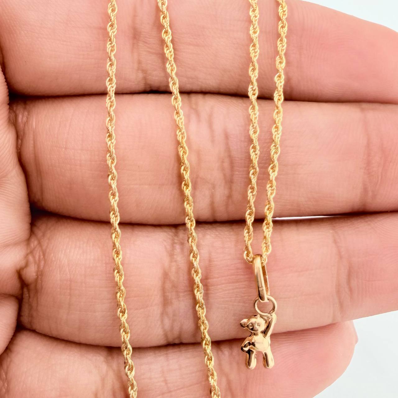 Set Cadena Lazo + Dije Oso / 1,1gr / 45 cm Oro Amarillo 18K