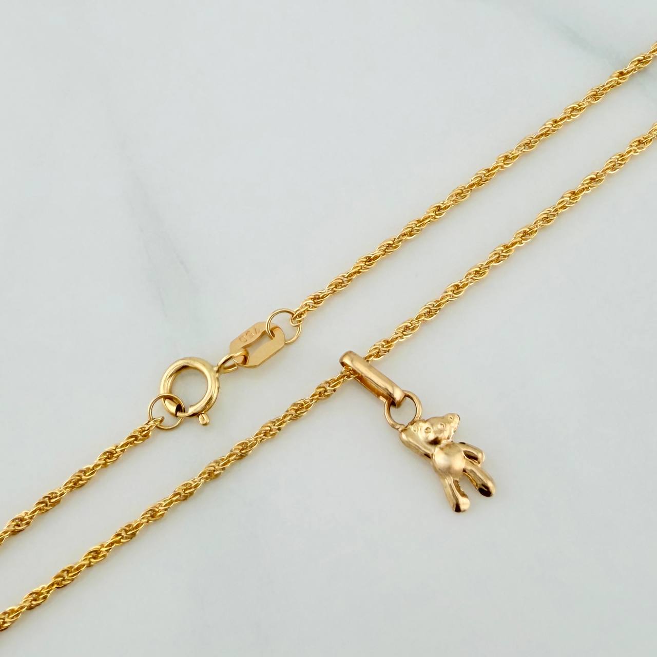 Set Cadena Lazo + Dije Oso / 1,15gr / 45 cm Oro Amarillo 18K