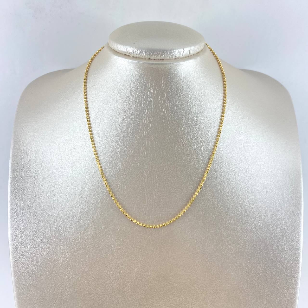 Cadena Militar 5.05gr / 40cm / 2mm Bolas Diamantadas Luna Oro Amarillo +4 *