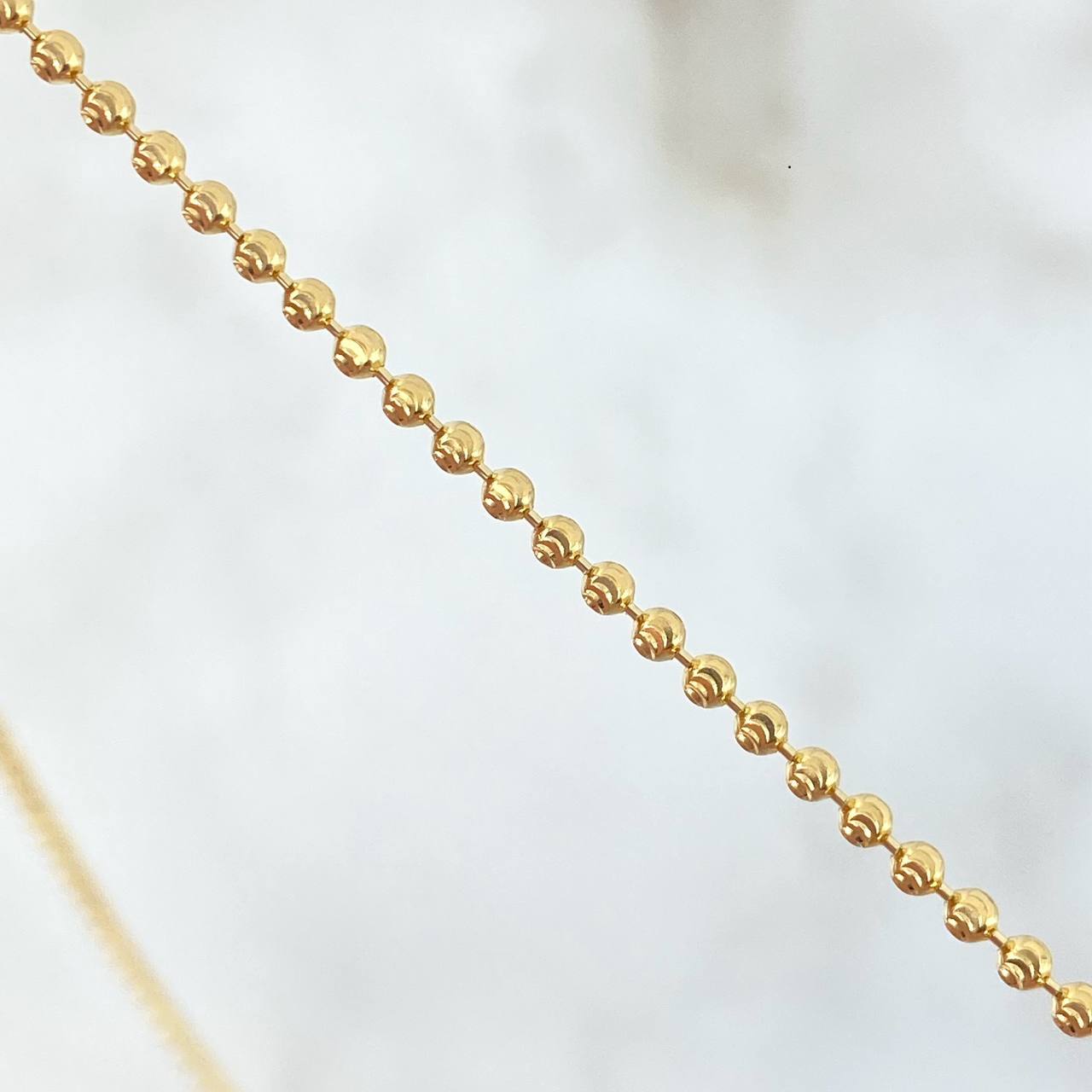 Cadena Militar 5.05gr / 40cm / 2mm Bolas Diamantadas Luna Oro Amarillo +4 *