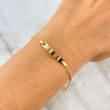 Pulso Bebé Aro Seguido 1.15gr / 14.5cm / 2mm Placa Rectangular Oro Amarillo *