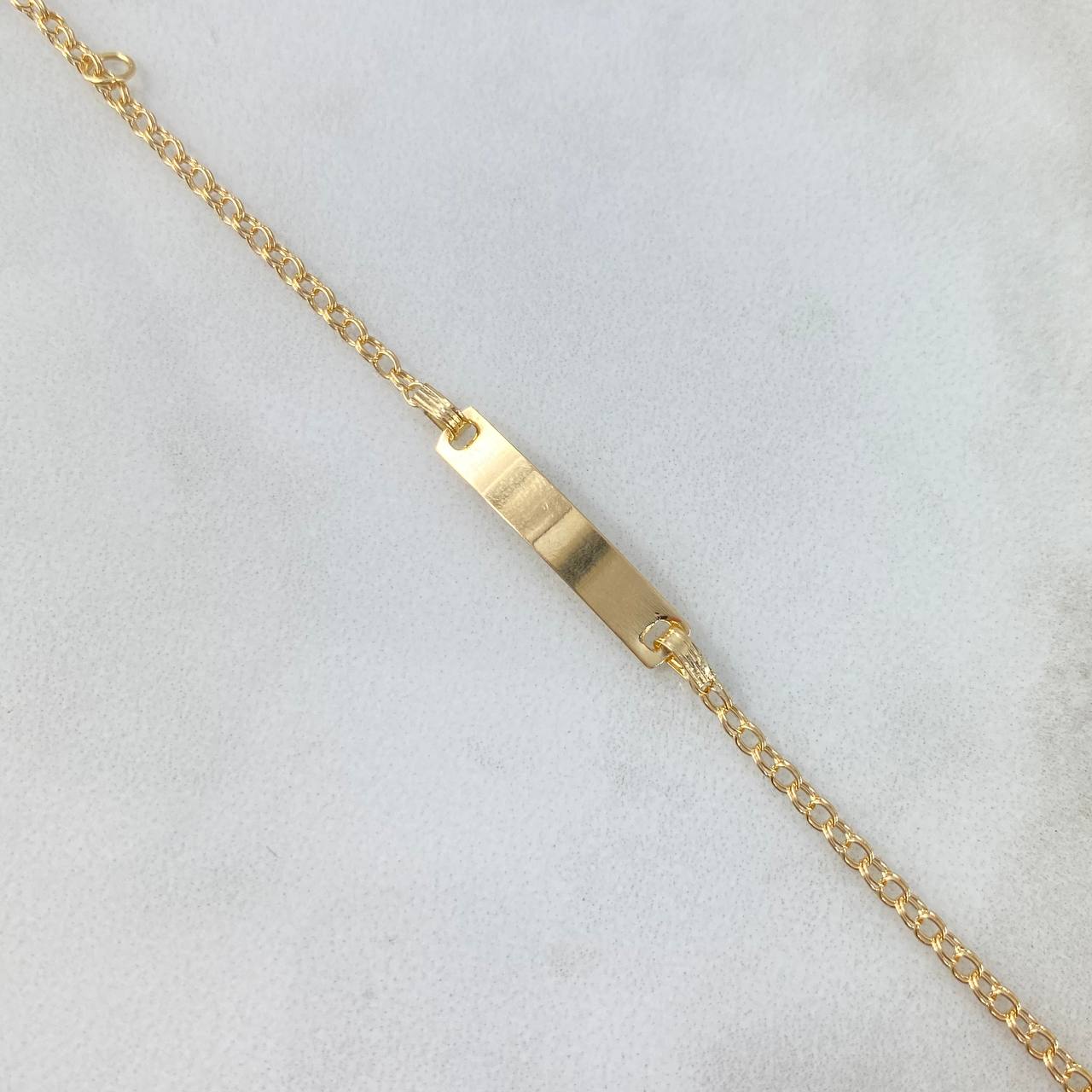 Pulso Bebé Aro Seguido 1.15gr / 14.5cm / 2mm Placa Rectangular Oro Amarillo *