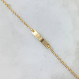 Pulso Bebé Aro Seguido 1.15gr / 14.5cm / 2mm Placa Rectangular Oro Amarillo *