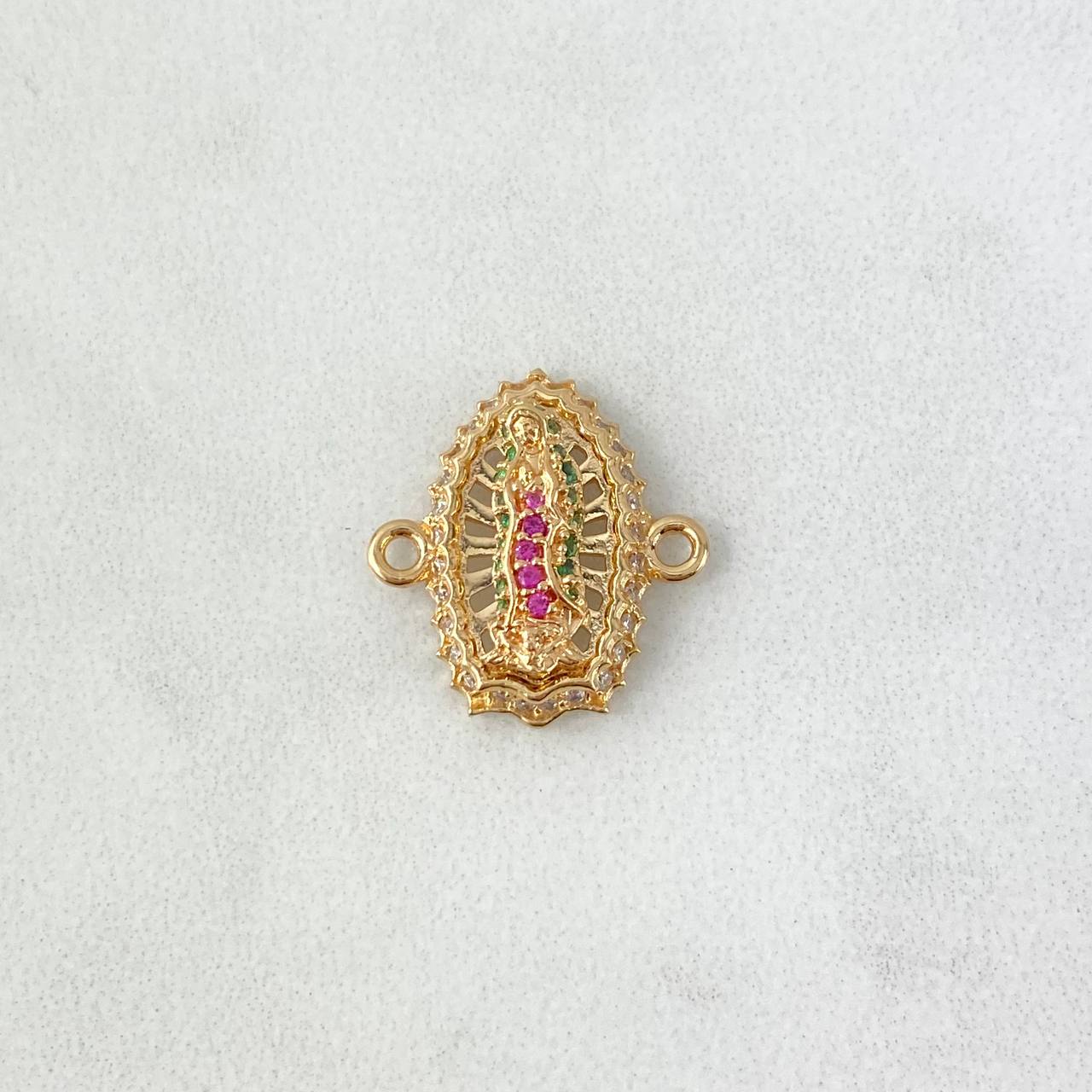 Herraje Virgen de Guadalupe 2.45gr / 1.6cm / Circones Blancos-Verdes-Fucsias Oro Amarillo