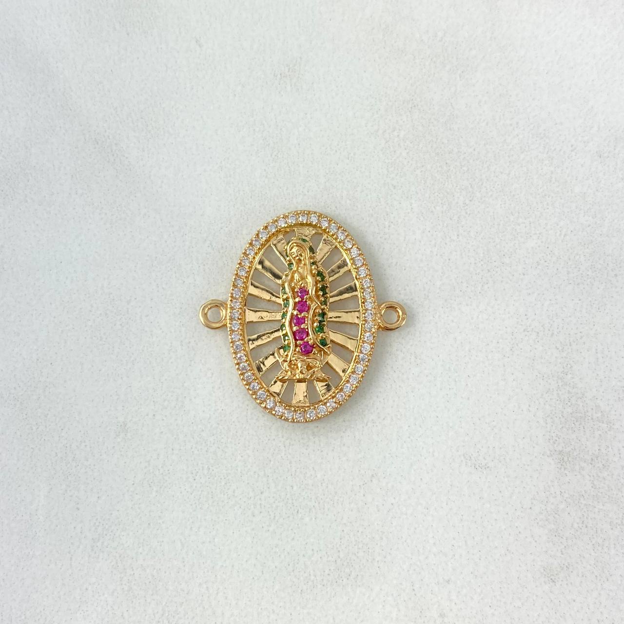 Herraje Virgen Guadalupe 3.6gr / 2.2cm / Circones Blancos-Verdes-Fucsias Oro Amarillo