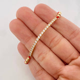 Pulsera Tejida Roja Tenis Oro Amarillo 18K