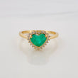 Anillo Corazon Esmeralda 0.93Pts Diamantes 0.15Pts 2.45 g / T6 1/2 Oro Amarillo 18K