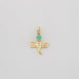 Dije Libelula Esmeraldas 0.3Pts 0.25 g / 1.3 cm Oro Amarillo 18K