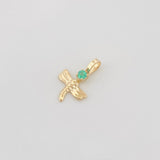 Dije Libelula Esmeraldas 0.3Pts 0.25 g / 1.3 cm Oro Amarillo 18K