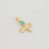 Dije Libelula Esmeraldas 0.3Pts 0.25 g / 1.3 cm Oro Amarillo 18K