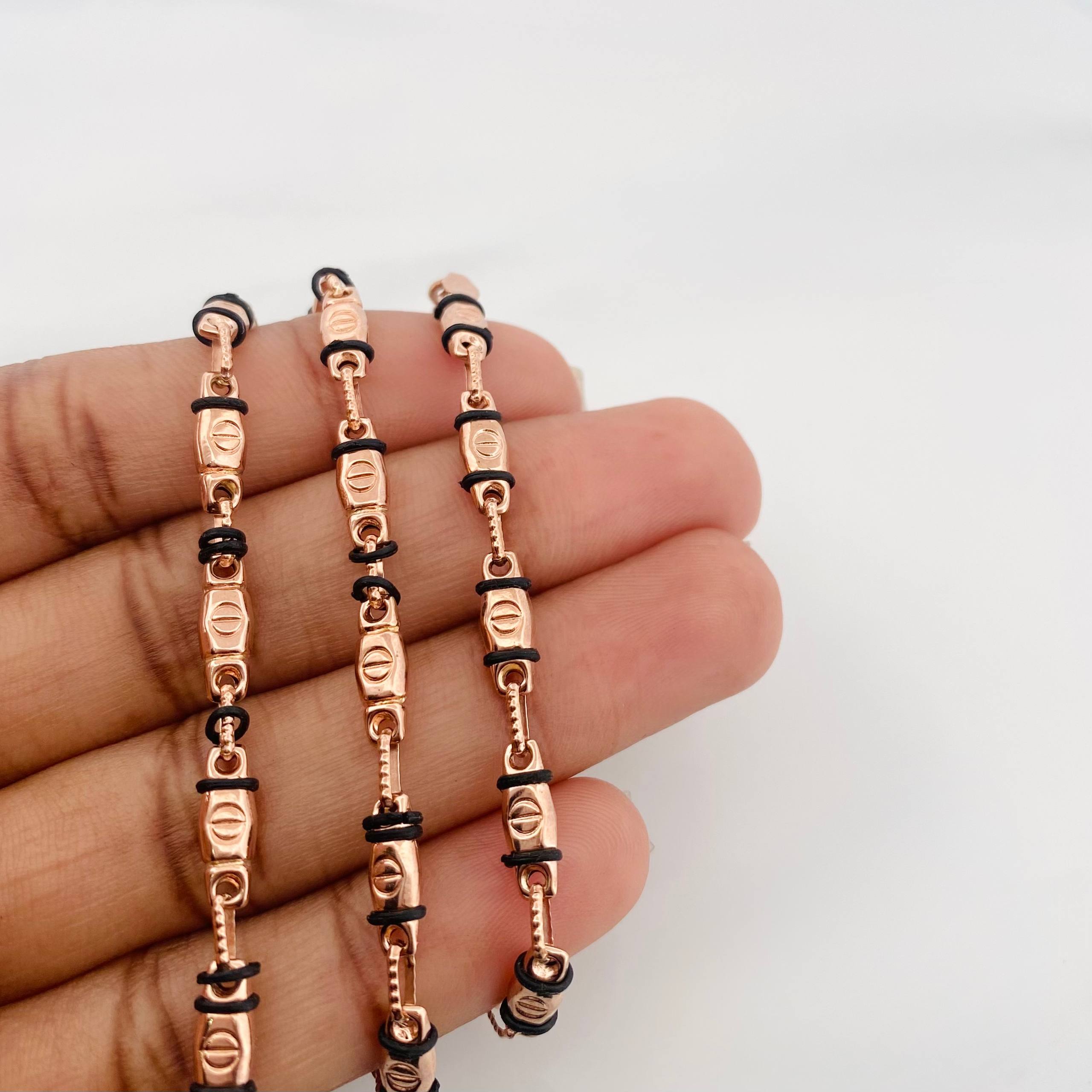 Cadena Rustica Tornillo 12.55 g / 62 cm / 3.9 mm Oro Rosa 18K