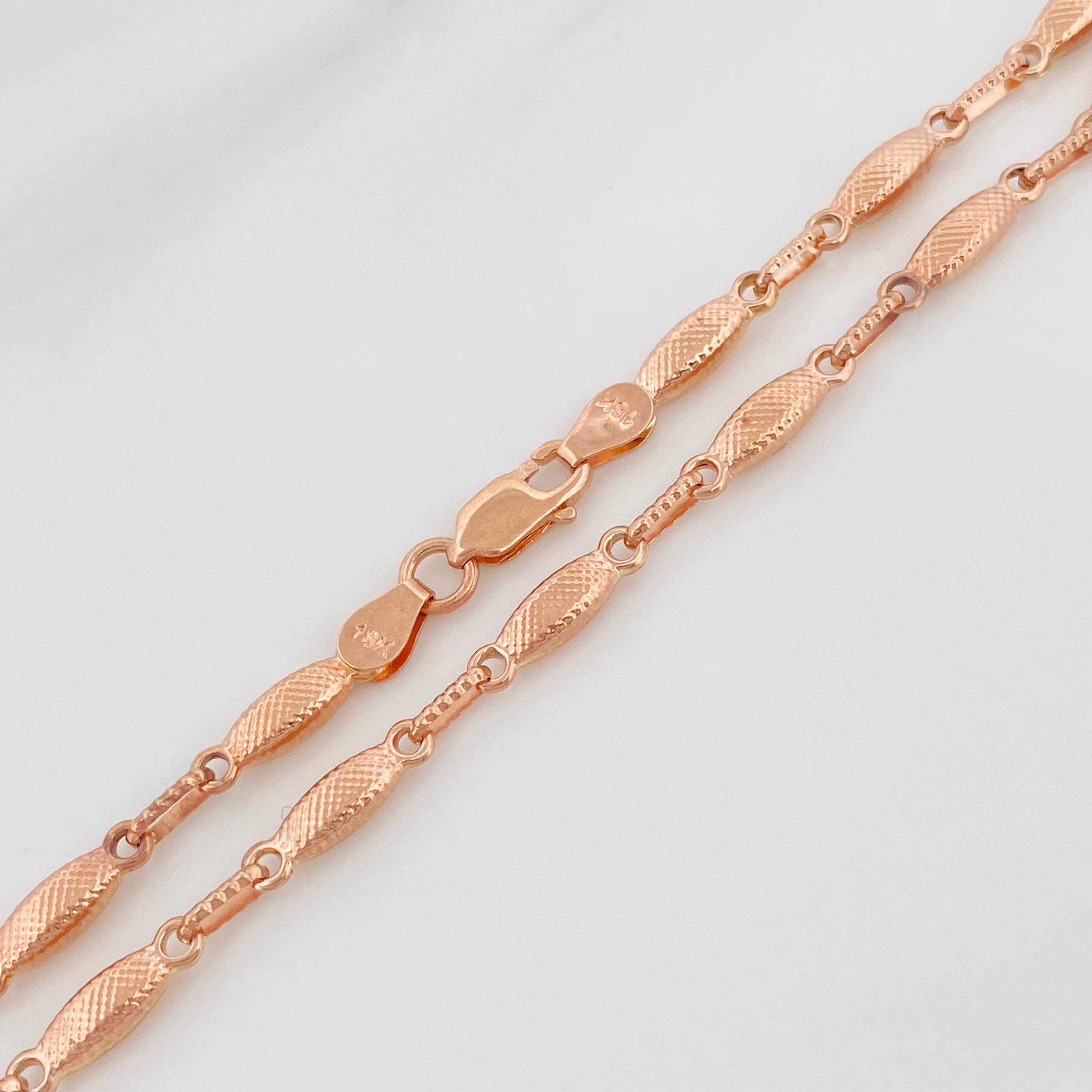 Cadena Rustica Eslabon 10.35 g / 62 cm / 3.3 mm Oro Rosa 18K