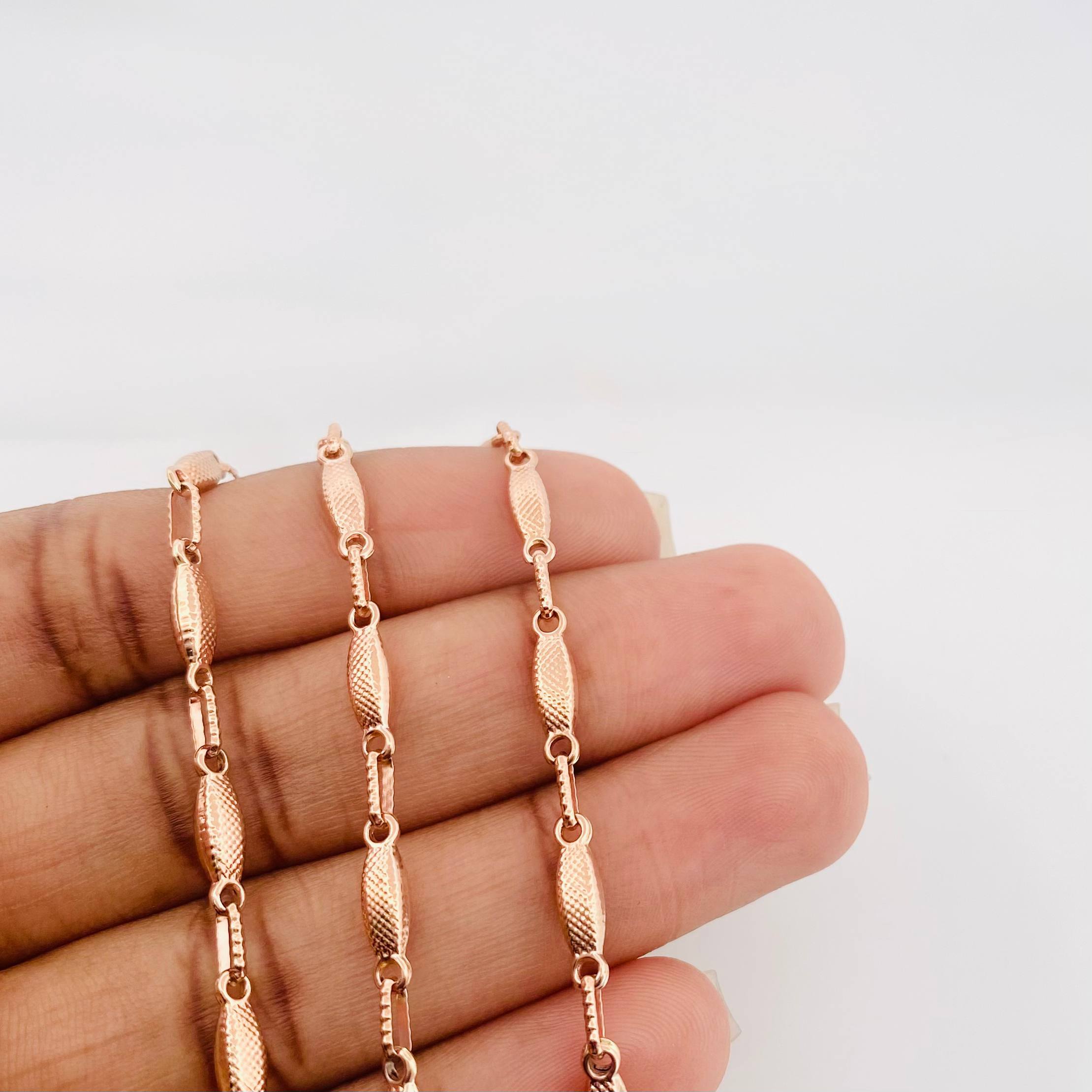 Cadena Rustica Eslabon 10.35 g / 62 cm / 3.3 mm Oro Rosa 18K
