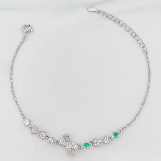 Pulso Moños Esmeralda 2.8 g / 20 cm / 1 mm Plata Rodinada 925