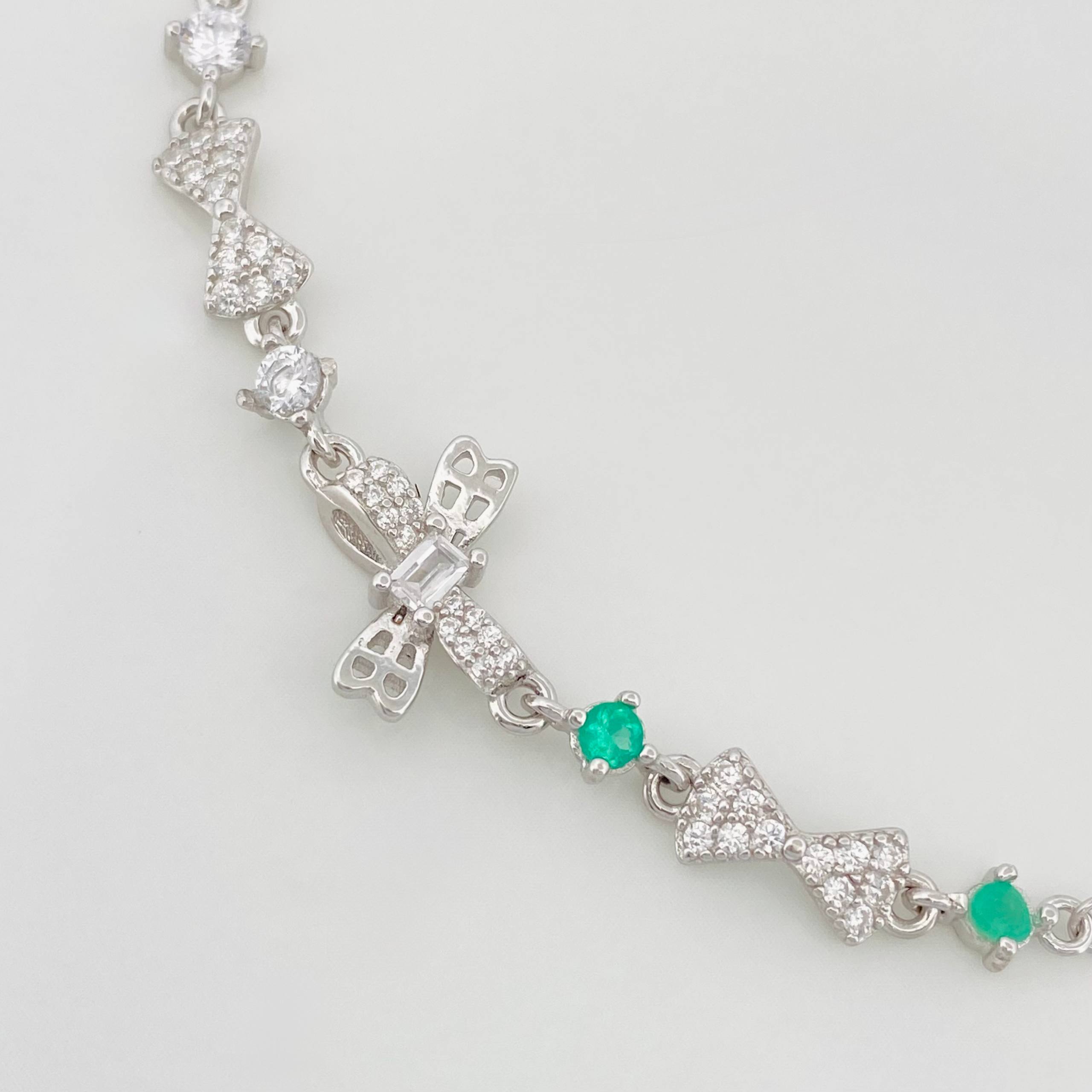 Pulso Moños Esmeraldas 2.8 g / 22 cm / 1 mm Plata 925