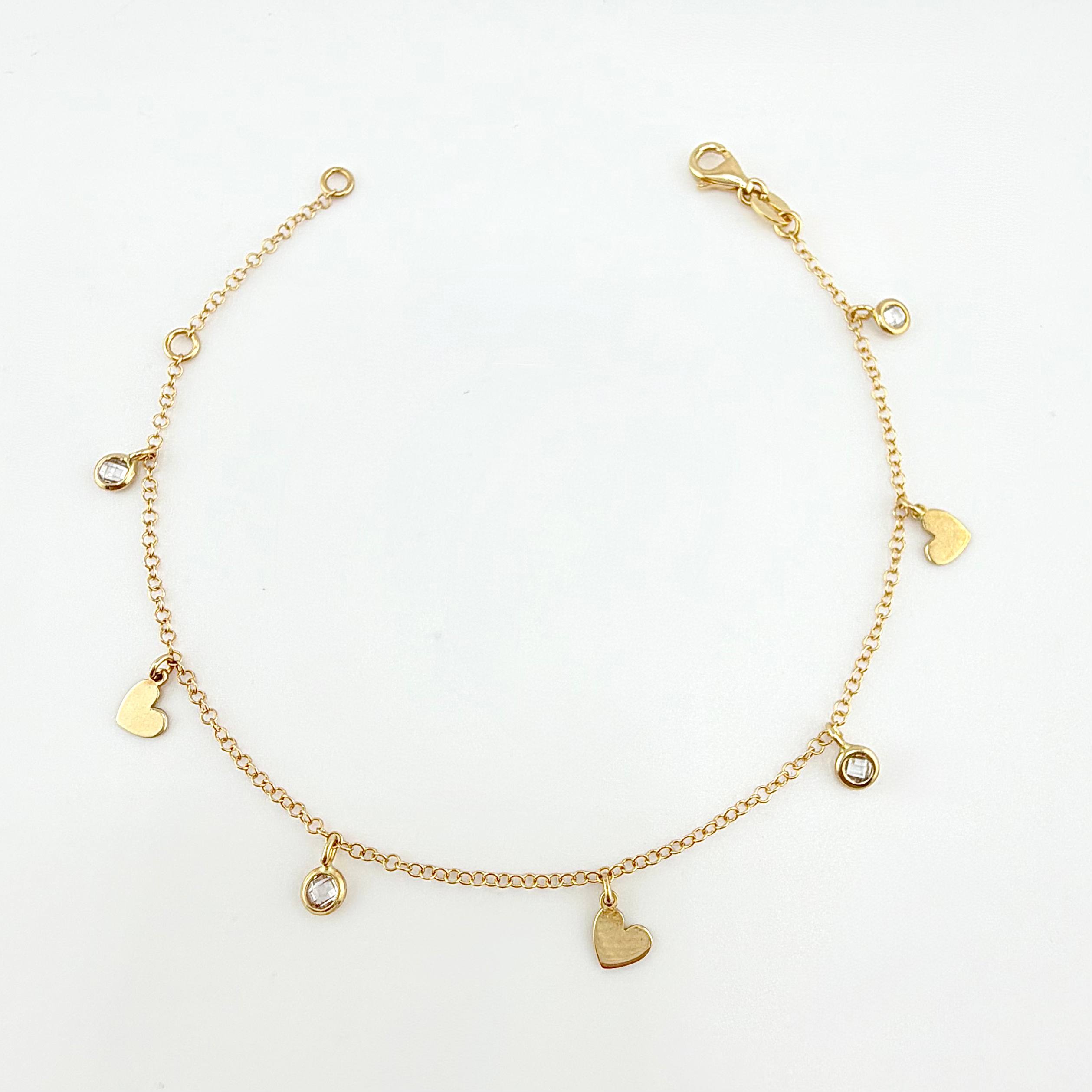 Pulso Aro Seguido Corazones Burbujas 2.2gr / 17.5cm-20cm / 1.5mm Oro Amarillo +4 18K ©