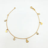 Pulso Aro Seguido Corazones Burbujas 2.2gr / 17.5cm-20cm / 1.5mm Oro Amarillo +4 18K ©