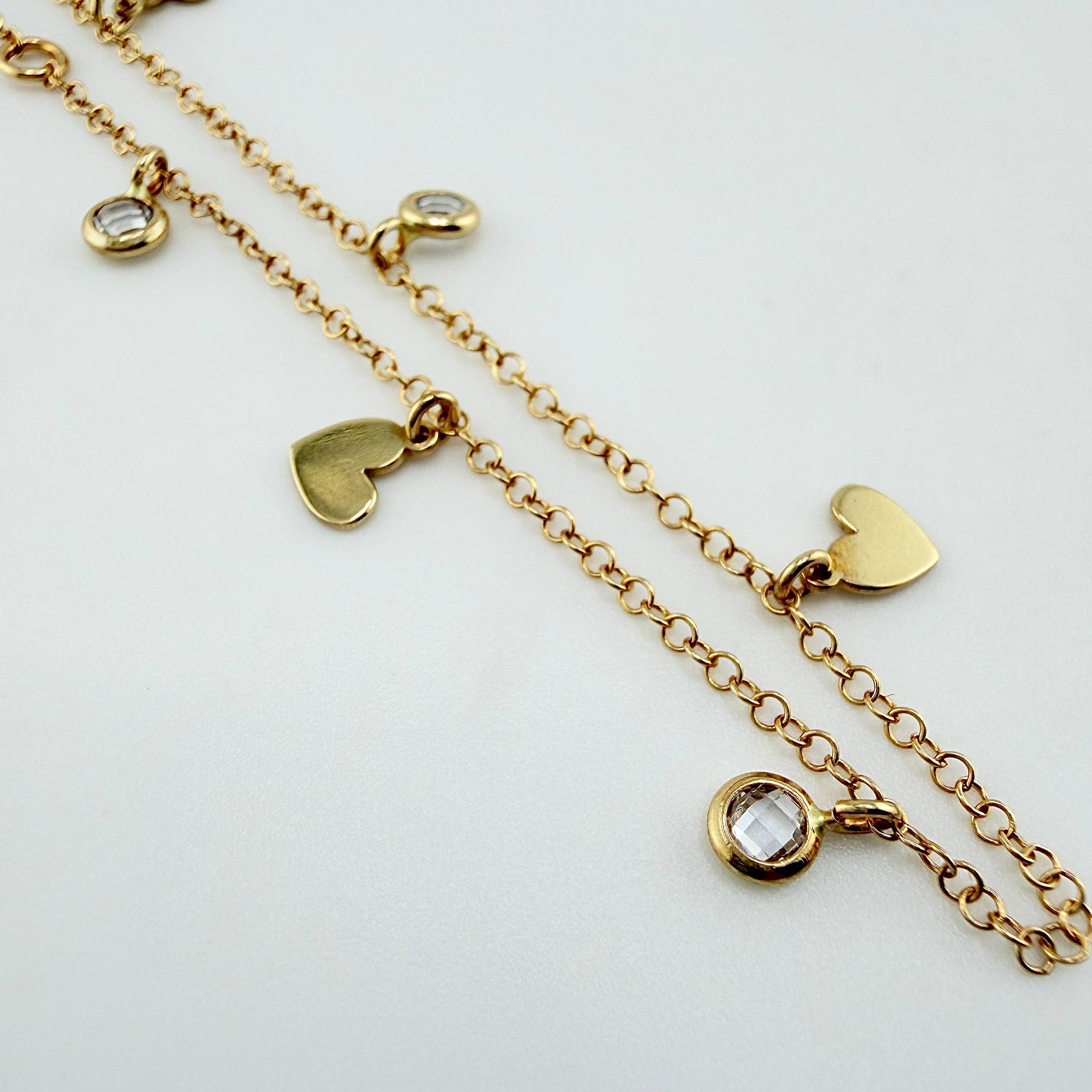 Pulso Aro Seguido Corazones Burbujas 2.2gr / 17.5cm-20cm / 1.5mm Oro Amarillo +4 18K ©