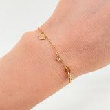 Pulso Aro Seguido Corazones Burbujas 2.2gr / 17.5cm-20cm / 1.5mm Oro Amarillo +4 18K ©