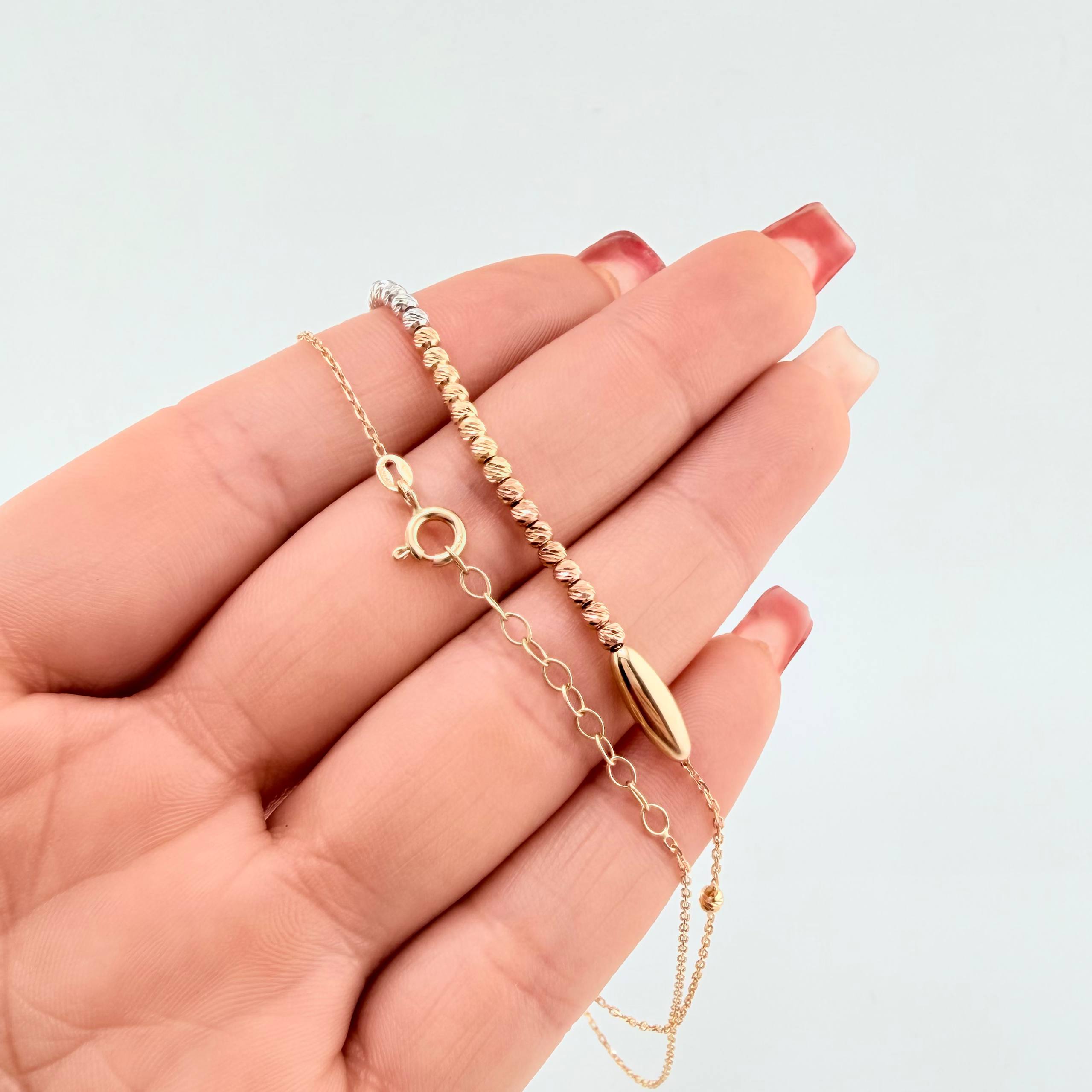 Cadena Aro Seguido Bolas Diamantadas 3.45gr / 45cm / 3mm Tres Oros +4 18K ©