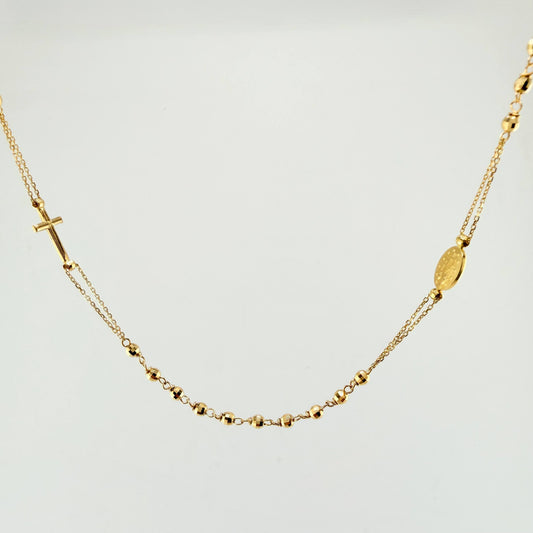 Cadena Denario Virgen Milagrosa 5.6gr / 45cm / 3mm Oro Amarillo +4 18K ©