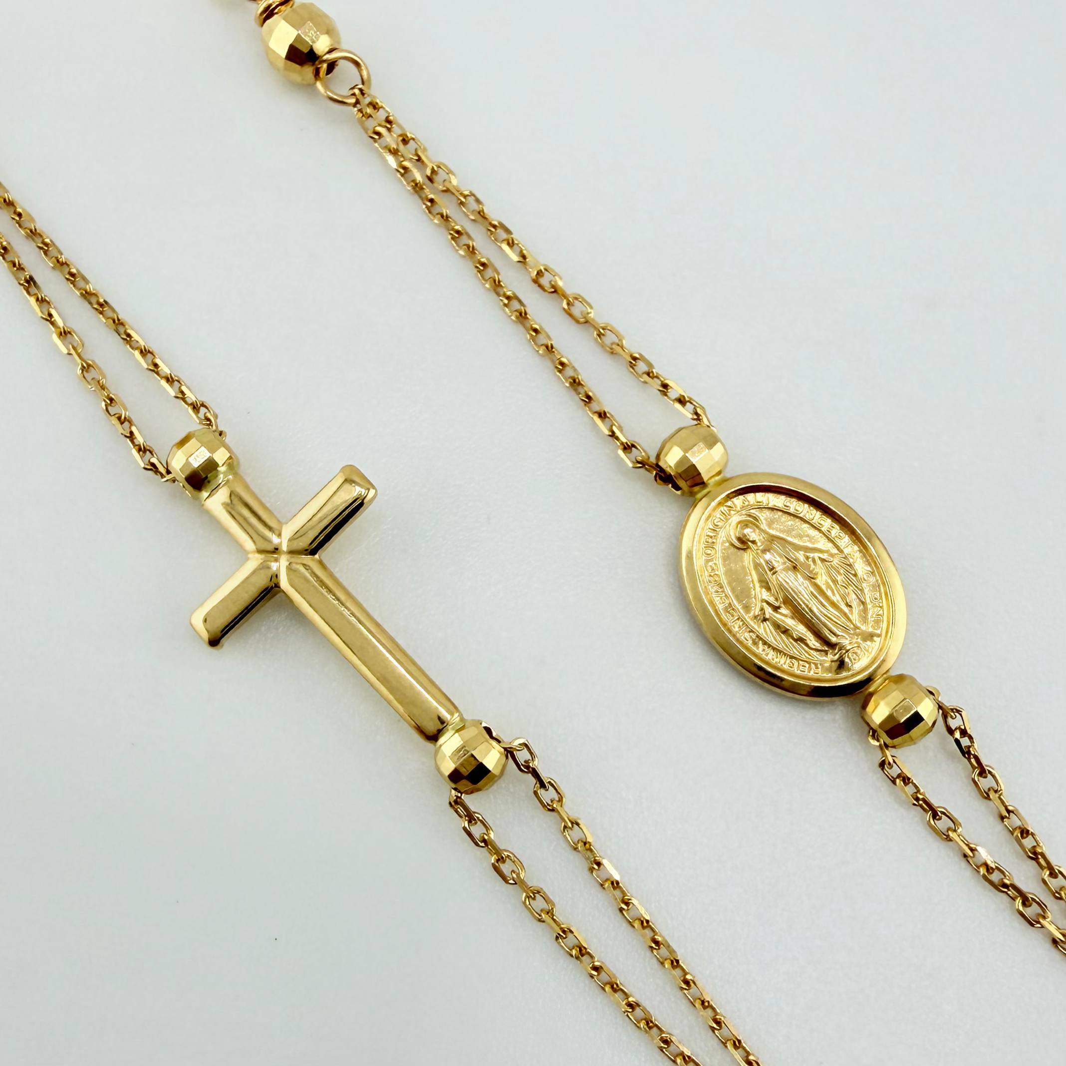 Cadena Denario Virgen Milagrosa 5.6gr / 45cm / 3mm Oro Amarillo +4 18K ©