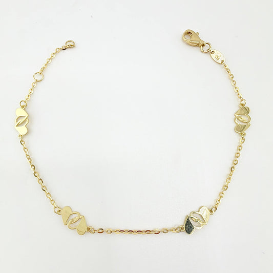 Pulso Aro Seguido Corazones Cruzados 1.95gr / 19cm / 1.2mm Oro Amarillo +4 18K ©