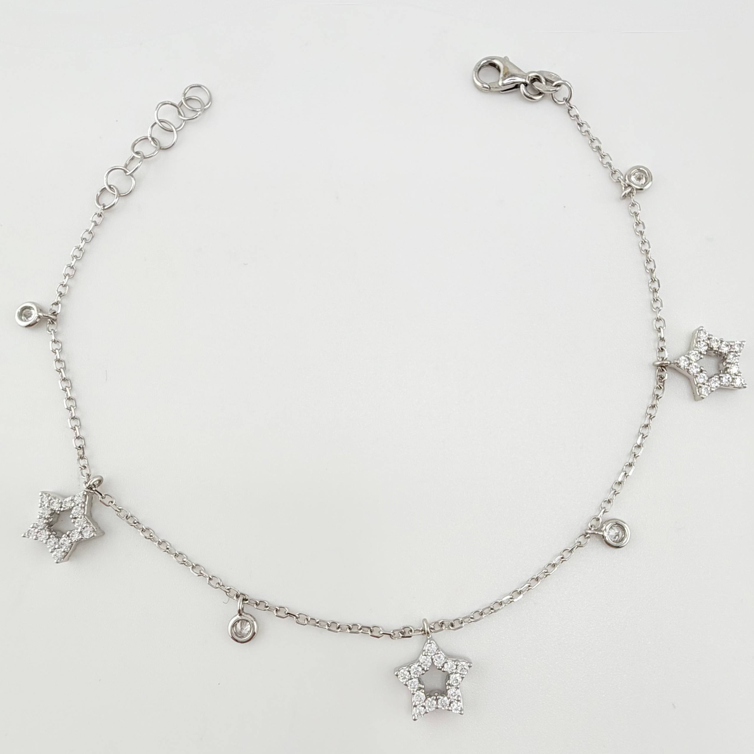 Pulso Aro Seguido Estrellas 3.05gr / 17cm-19cm / 1.2mm Oro Blanco +4 18K ©