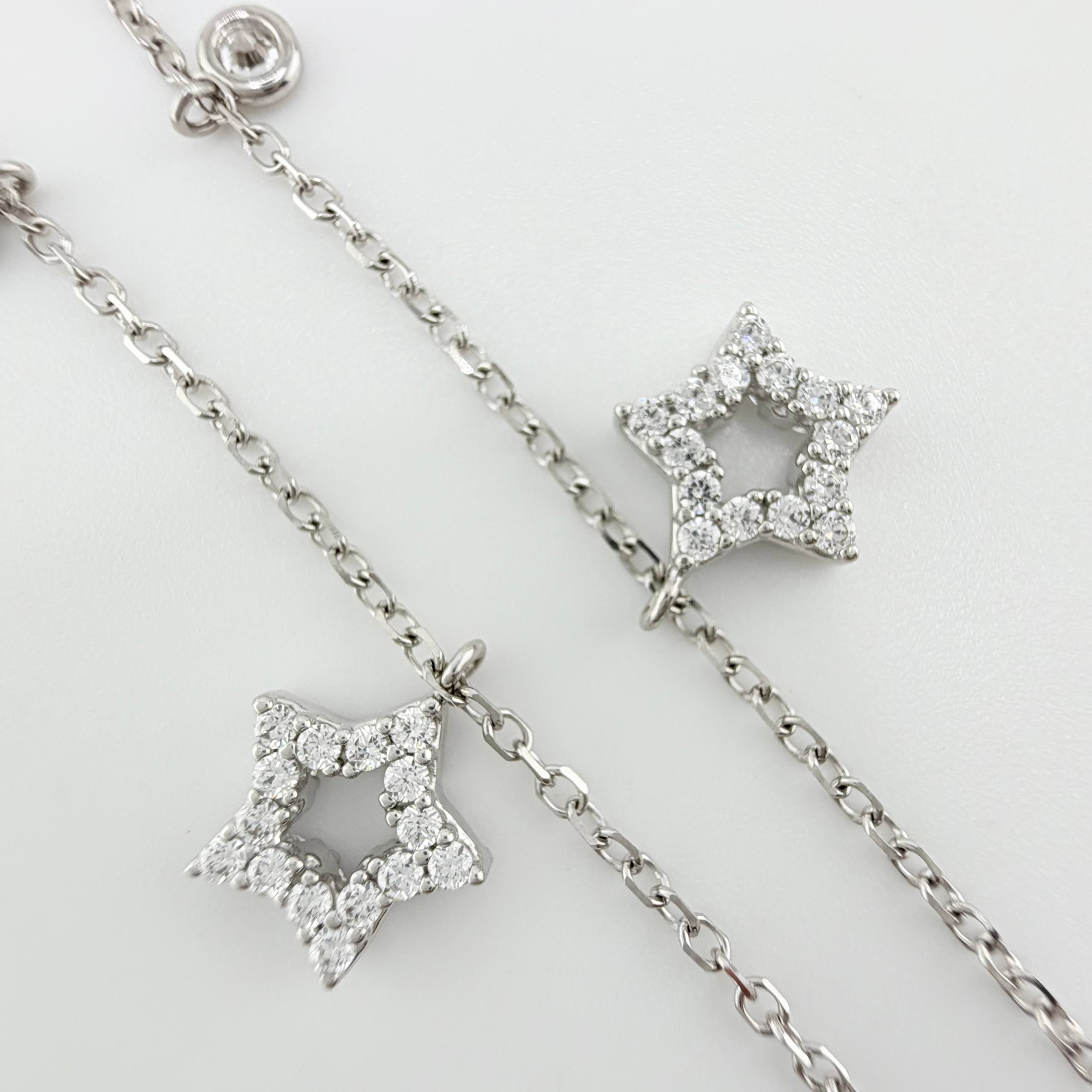 Pulso Aro Seguido Estrellas 3.05gr / 17cm-19cm / 1.2mm Oro Blanco +4 18K ©