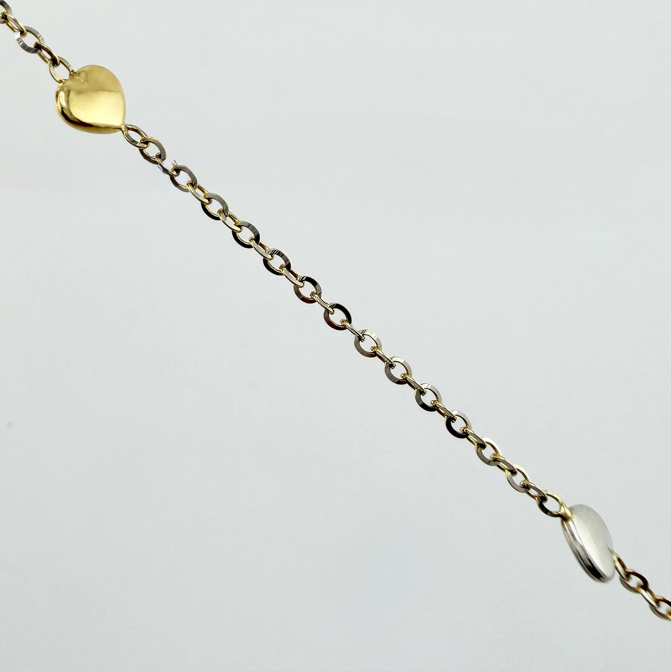 Cadena Aro Seguido Corazones 3.65gr / 45cm / 1mm Dos Oros Amarillo Blanco +4 18K ©