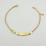 Pulso Aro Seguido Placa Niña Corazon 2.85gr / 19cm / 1.8mm Oro Amarillo +4 18K*