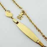 Pulso Aro Seguido Placa Niña Corazon 2.85gr / 19cm / 1.8mm Oro Amarillo +4 18K*