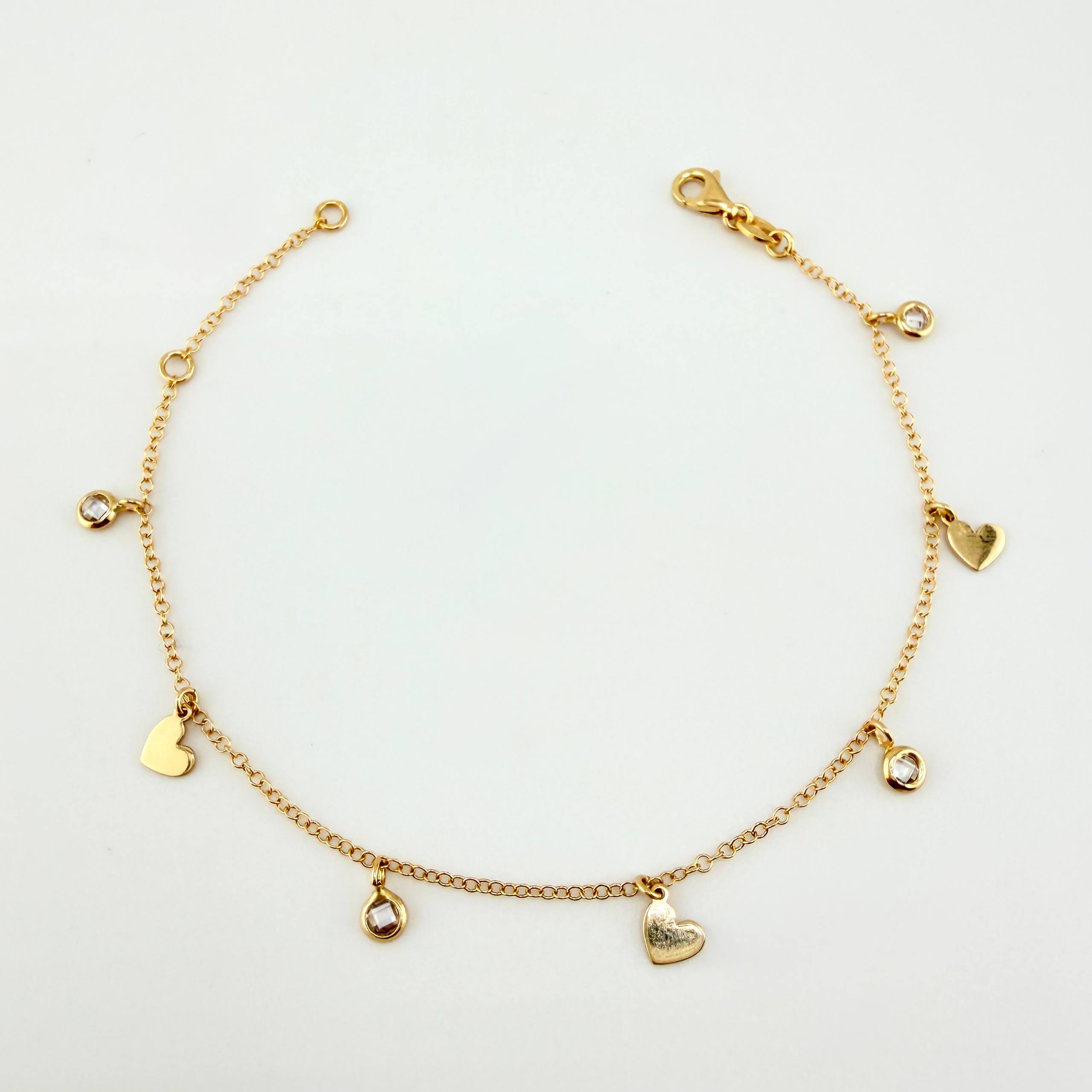 Pulso Aro Seguido Corazones Burbujas  18.5gr / 16cm-18.5cm / 1.5mm Oro Amarillo +4 18K*