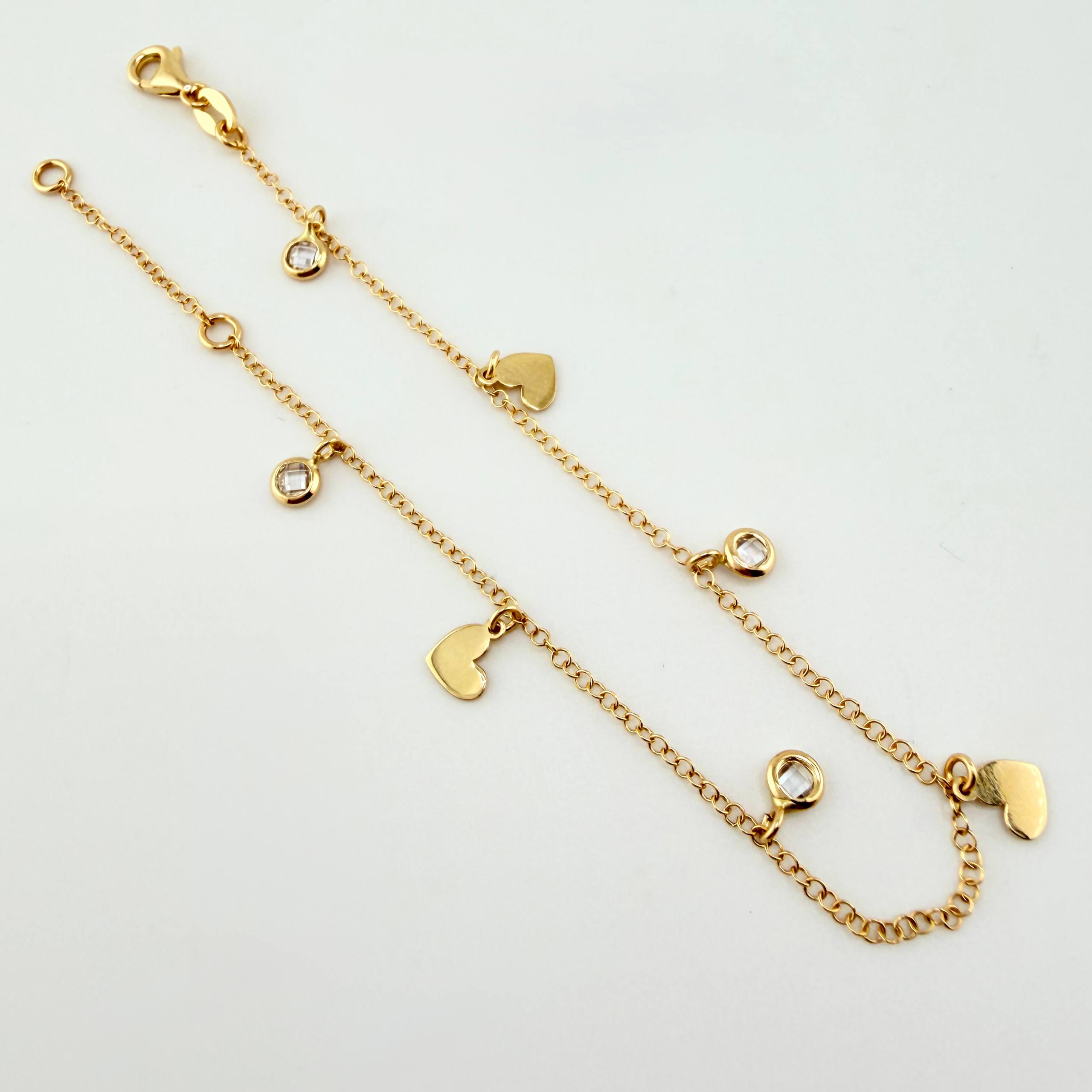 Pulso Aro Seguido Corazones Burbujas  18.5gr / 16cm-18.5cm / 1.5mm Oro Amarillo +4 18K*