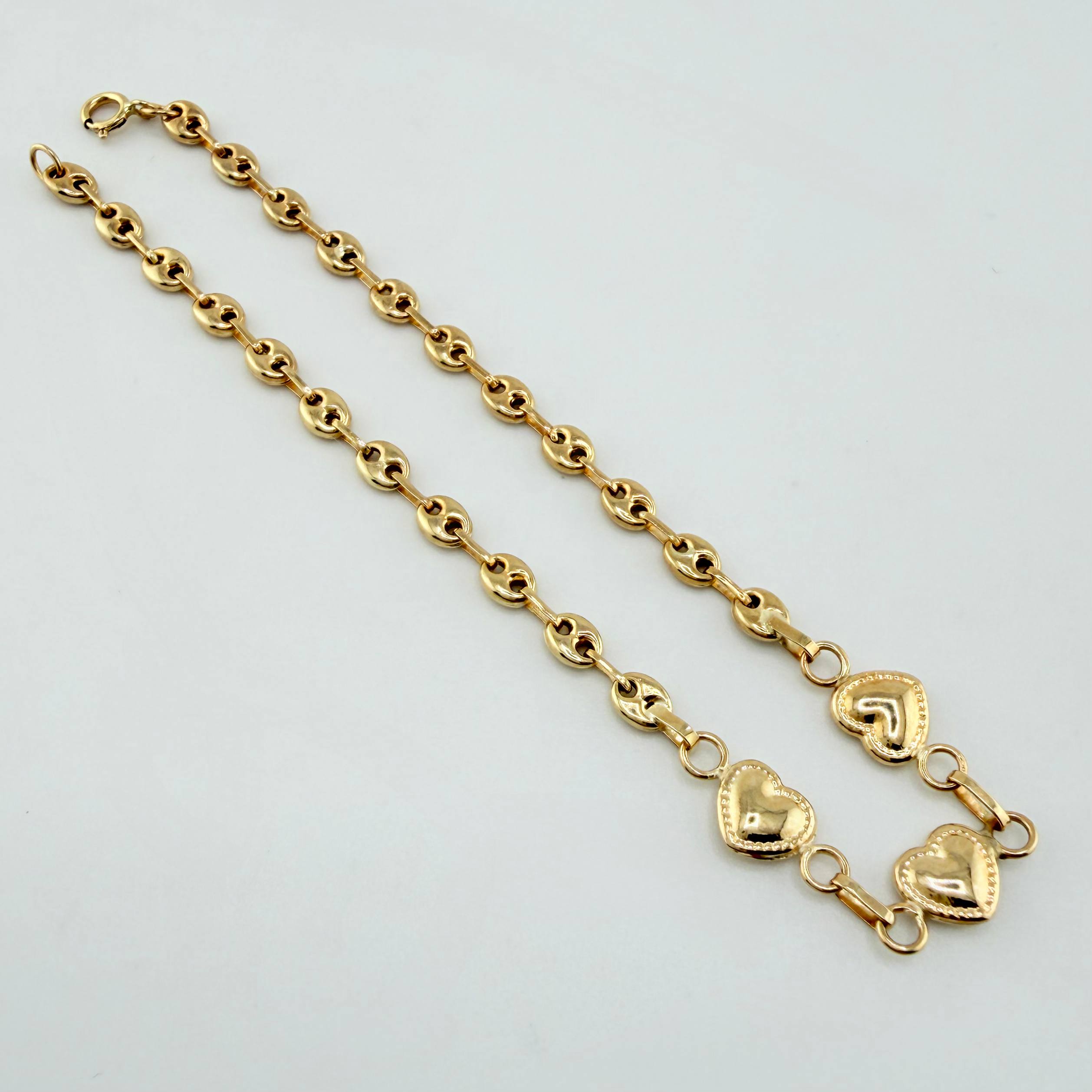 Pulso GC Corazones Bordeados 2.2gr / 17.5cm / 3mm Oro Amarillo 18K