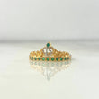 Anillo Corona Corazon 15s 1.85gr / T6 1/2 / Circones Verdes Dos Oros Amarillo Blanco