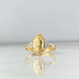 Anillo Virgen de Guadalupe Flor 2.45gr / T6 1/4 / Ovalo Circones Blancos Dos Oros Amarillo Blanco