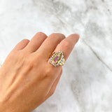 Anillo Virgen de Guadalupe Silueta 7.3gr / T7 / Circones Blancos Verdes Fucsias Dos Oros Amarillo Blanco