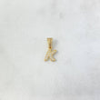 Dije Letra K 0.35gr / 1.4cm / Circones Blancos Oro Amarillo