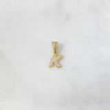 Dije Letra K 0.35gr / 1.4cm / Circones Blancos Oro Amarillo