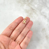 Dije Letra X Silueta 0.55gr / 1.6cm / Circones Blancos Oro Amarillo 18K ©